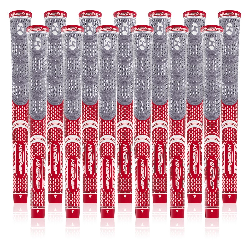 KINGRASP Multi Compound Golf Grips,Golf club grips midsize standard Size,13 Grips Set,6 Colors Optional,Anti-Slip High Stability,All Weather Cord Rubber Golf Club Grips(Gray/red, midsize ) - Image 1